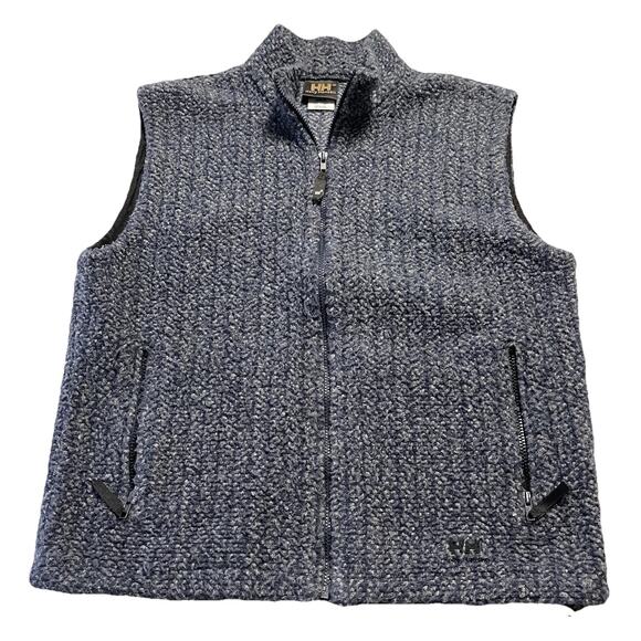 Vintage 90s Helly Hansen Mens Fleece Vest Size M Blue Full Zip Wool Blend USA - Picture 1 of 7